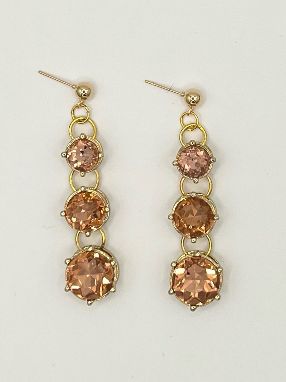 Pink Champagne Crystal Drop Earrings